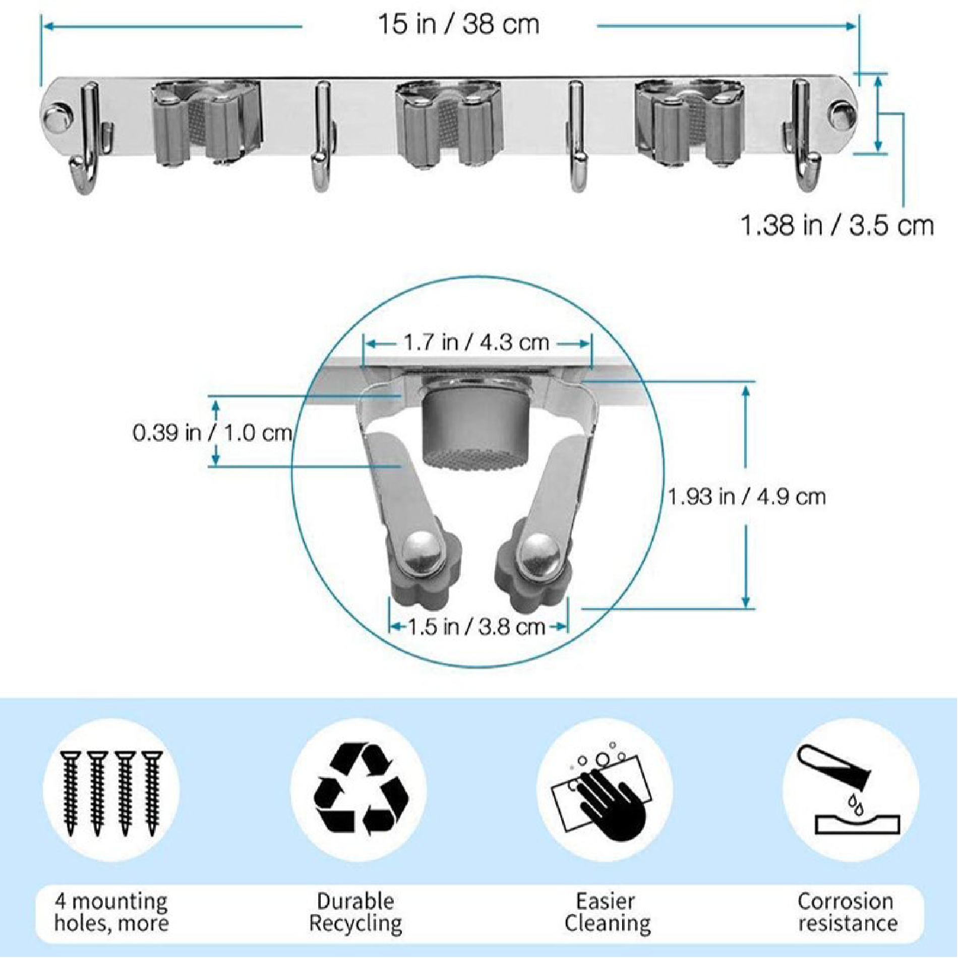 Soporte Organizador De Escobas Acero